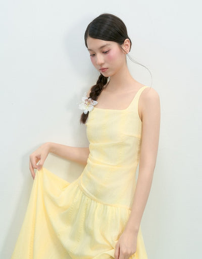 Square Collar Irregular Sling Dress NTO0222