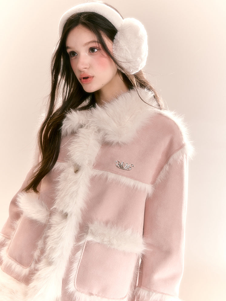 Luxury Niche Design Short Pink Fur Jacket QDQ0099