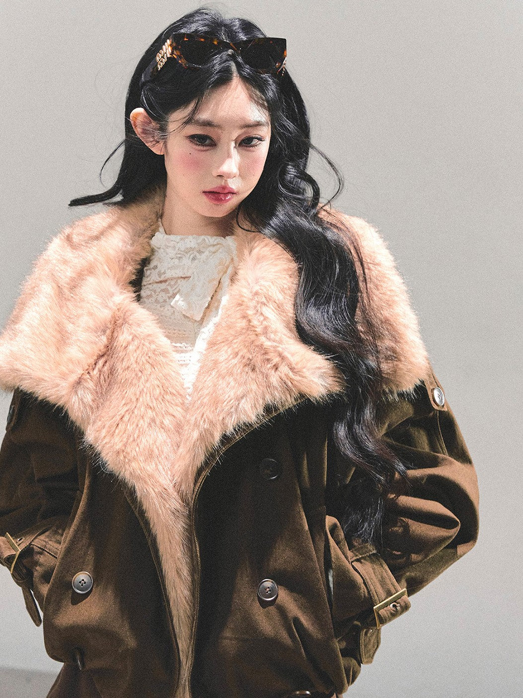 Furry Eco-friendly Large Lapel Jacket DIA0678