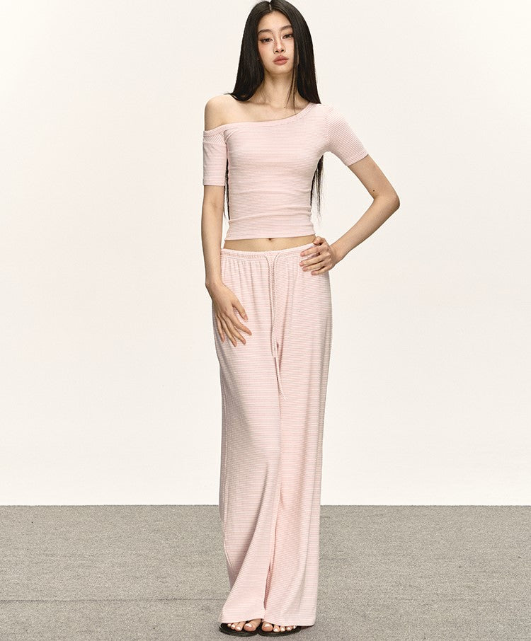 Oblique Shoulder Striped T-shirt/Pants ANA0039