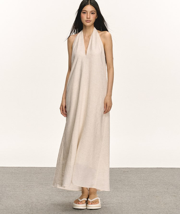 V-neck Halter Sleeveless Long Dress ANA0023