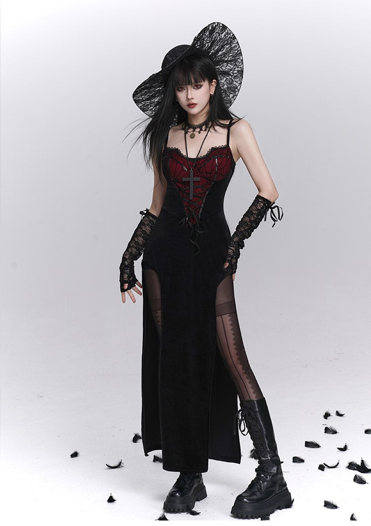 Spider Web Design Slit Strap Dress/Shawl LAD0241