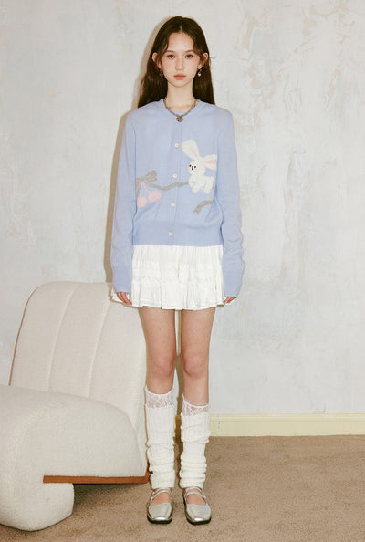 Rabbit Knitted Cardigan/Lace Tutu Skirt DID0146