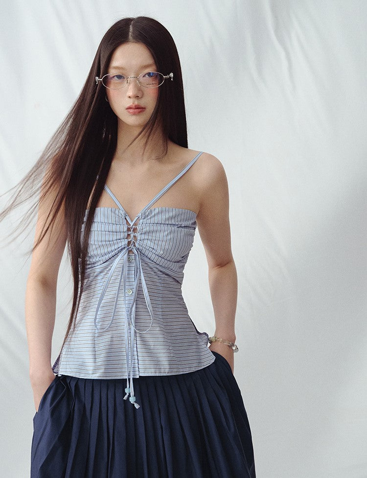 Cross Strap Hollow Striped Camisole LAL0220