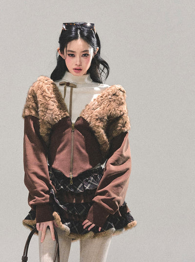 Lambswool Short Hooded Jacket DIA0681