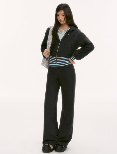 Color Block Striped Slim Fit Hooded Jacket WEE0128