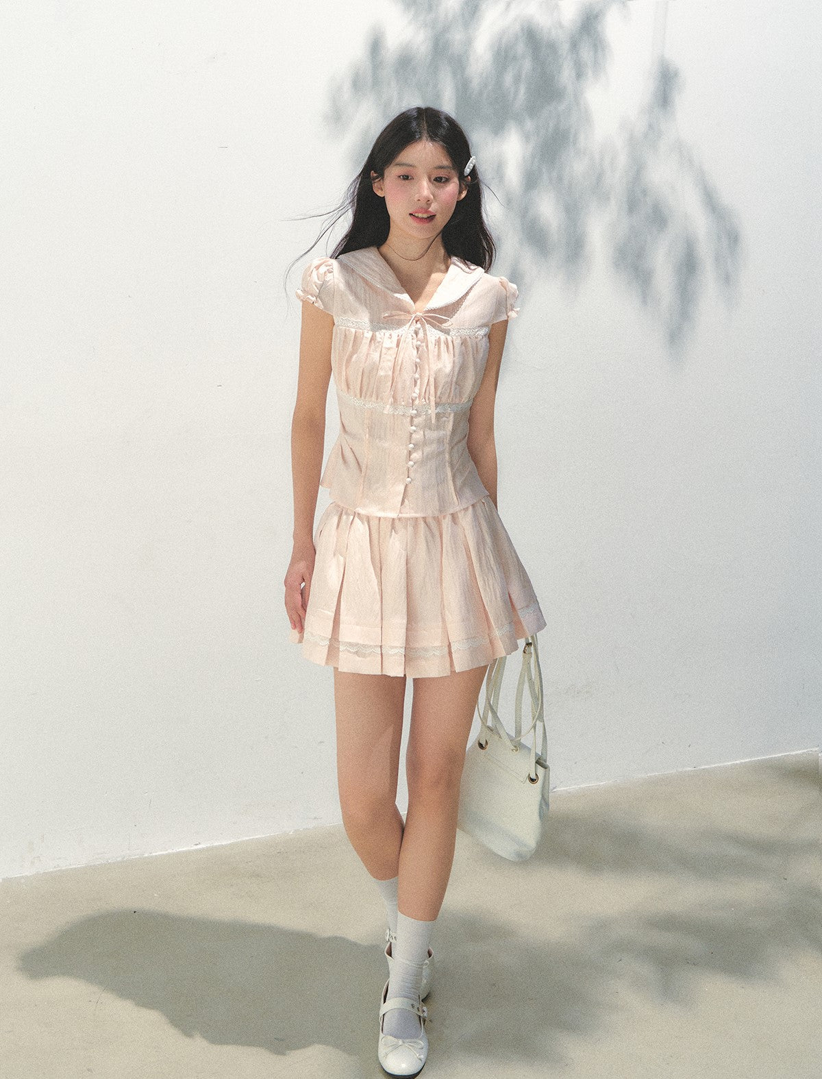 Navy Collar Waist Shirt /Skirt SUN0161