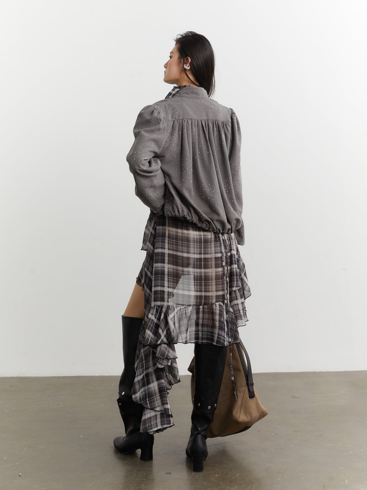Retro Diamond Pleated Short Jacket JNY0257