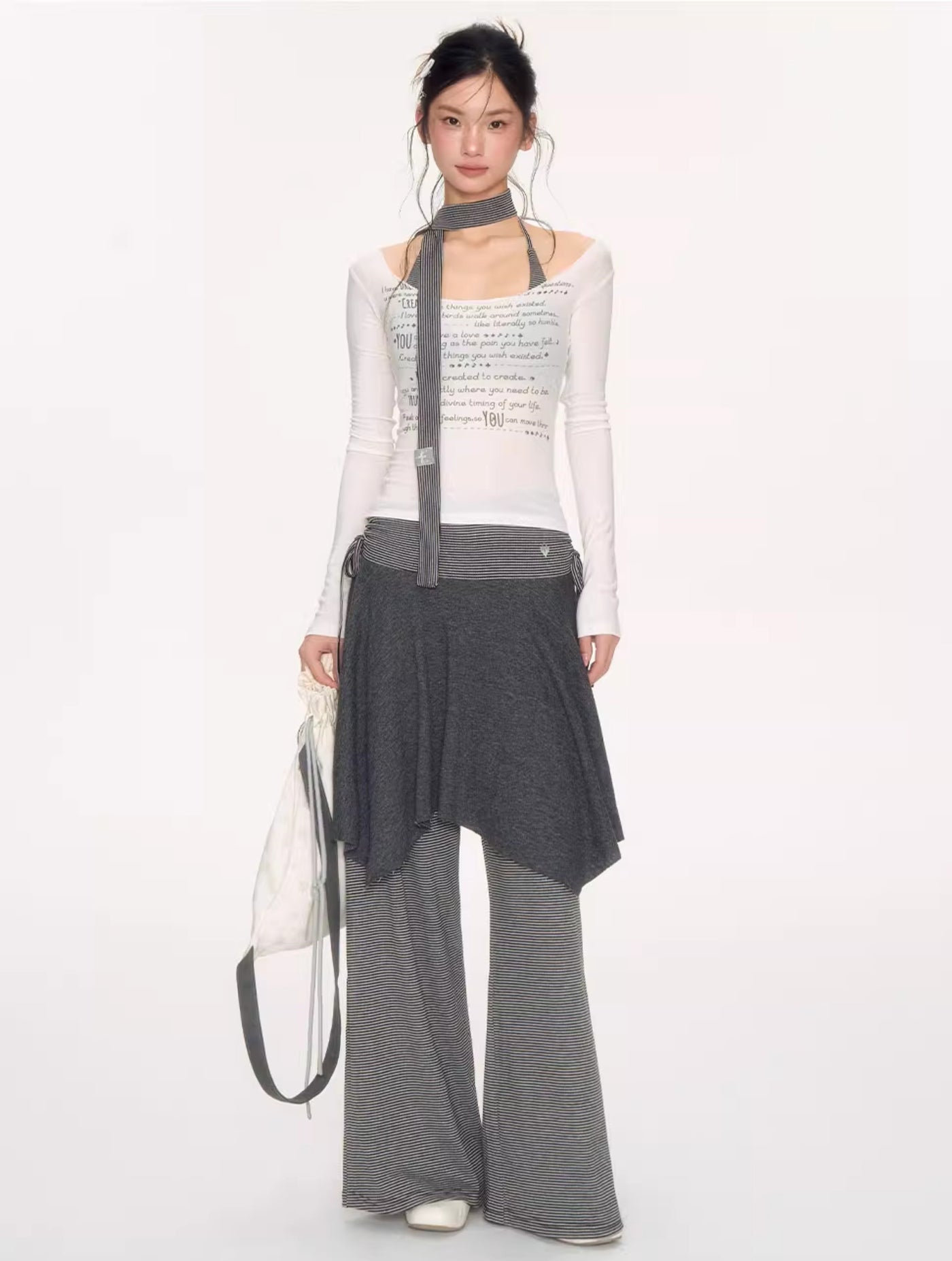 Love Lock Striped Irregular Skirt NEC0226