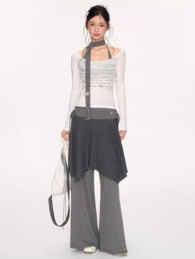 Love Lock Striped Irregular Skirt NEC0226