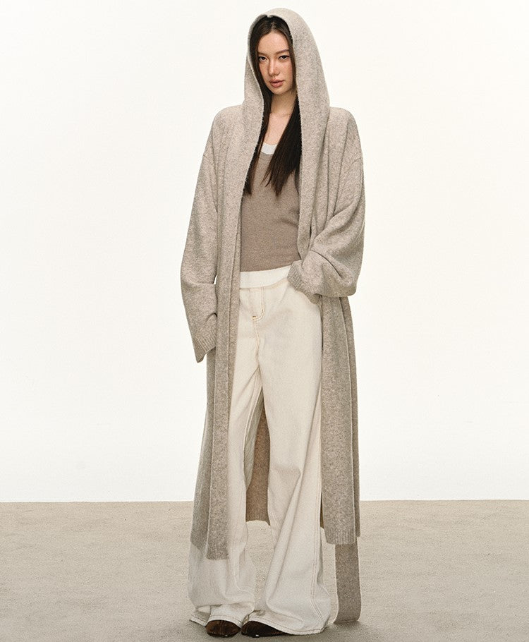 Relaxed Wool Hooded Long Cardigan ANA0093
