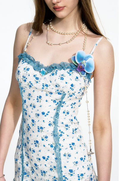 Blue Floral Pure Lust Lace Camisole/Dress DPR0028