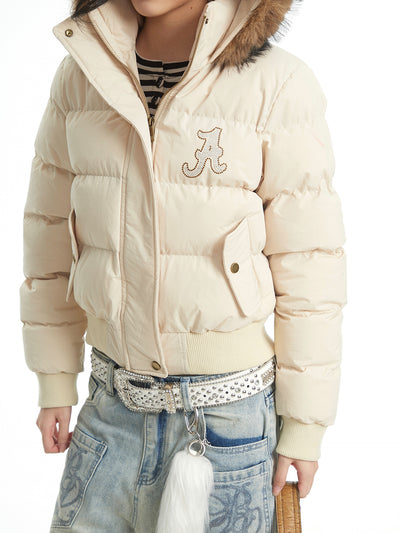 American-style Fur Hooded Short Down Jacket UNC0323