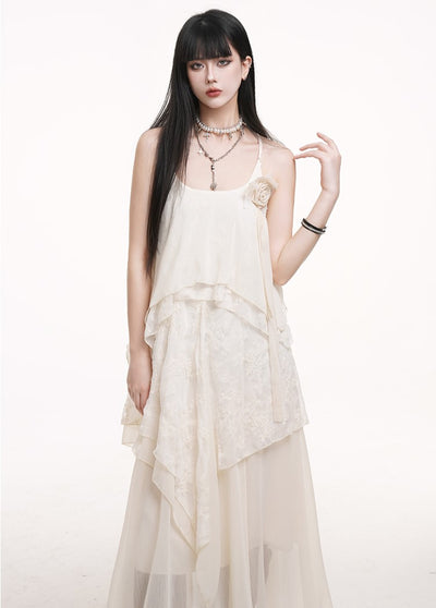 White Lace Suspender Dress LAD0178