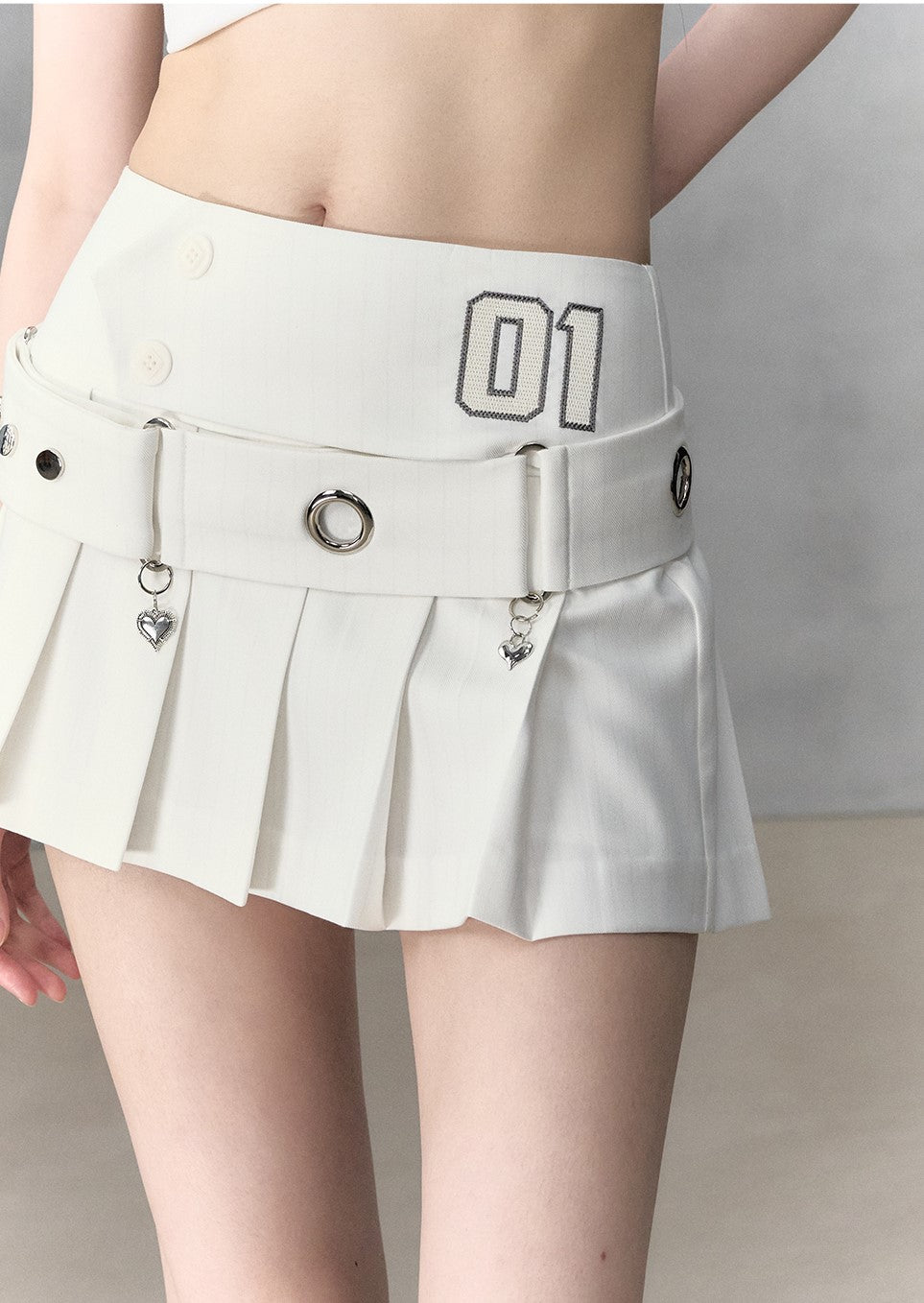 All-match Slim Casual Pleated Short Skirt/Belt VIA0130