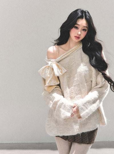 Bow Off-Shoulder Sweater DIA0695