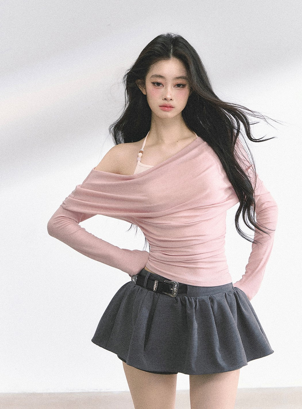 Fake Two-piece Off-Shoulder T-shirt DIA0528