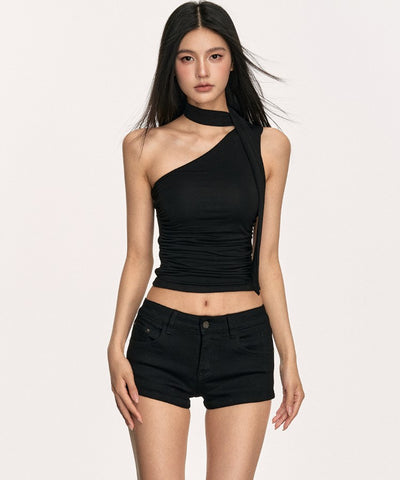 Layer Asymmetrical Oblique Shoulder Top ANA0007