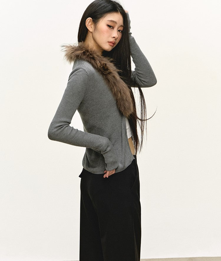 Tencel Wool Collar Sweater Cardigan ANA0097