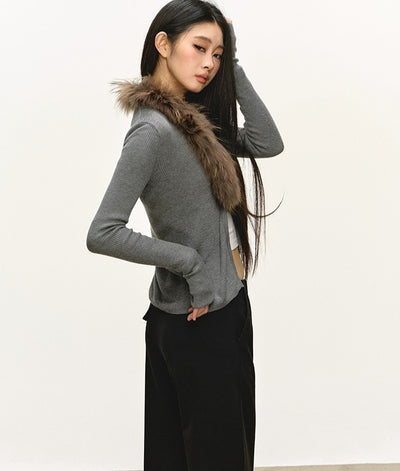 Tencel Wool Collar Sweater Cardigan ANA0097