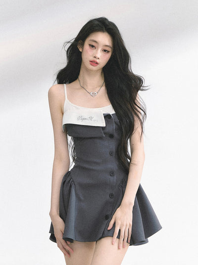 Hepburn Style Suspender Puffy Dress DIA0522