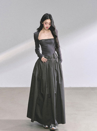 Slim Pleated Long Dress DIA0558