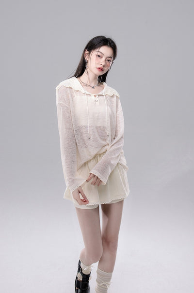See-through Cardigan+Shorts COT0258