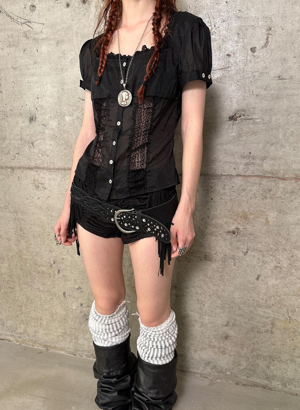 Pleated Detachable Tassel Shorts DOU0135