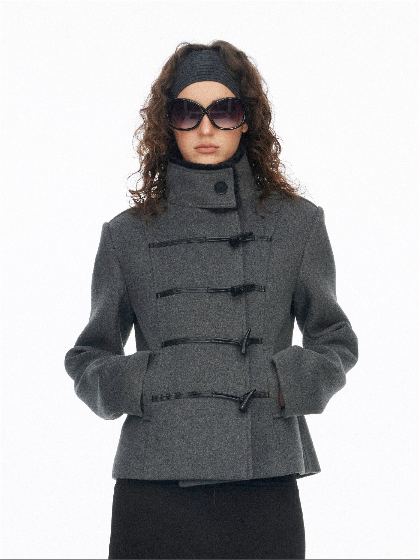 Stand Collar Horn Button Coat SAL0196