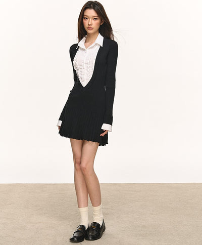 Polo Neck Slim Waist Base Dress ANA0115