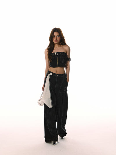 Buckle Design Denim Tube Top ACM0085