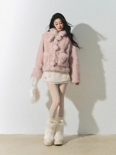 Cherry Blossom Milk Series Fur Pink Jacket DIA0246