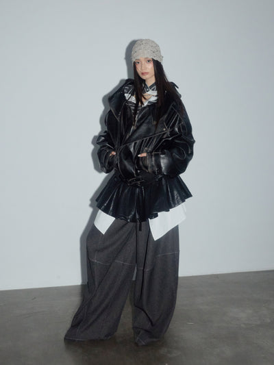 Layering Leather A-Line Skirt JNY0282