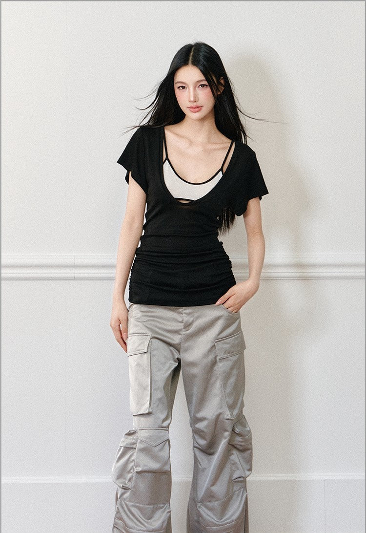 U-neck Loose Short-sleeved T-shirt AGM0176