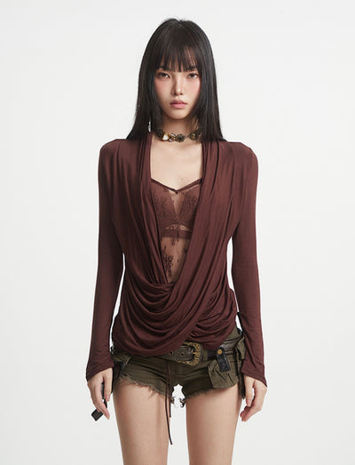 Lace Collar See-through Mesh Top UNC0256