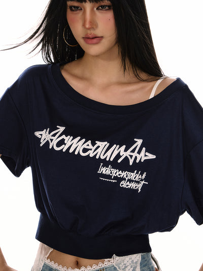 Oblique Shoulder Short T-shirt ACM0080
