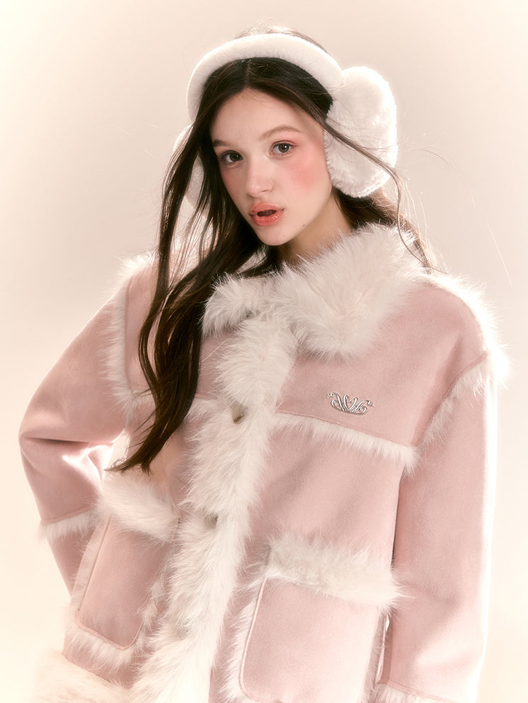 Luxury Niche Design Short Pink Fur Jacket QDQ0099