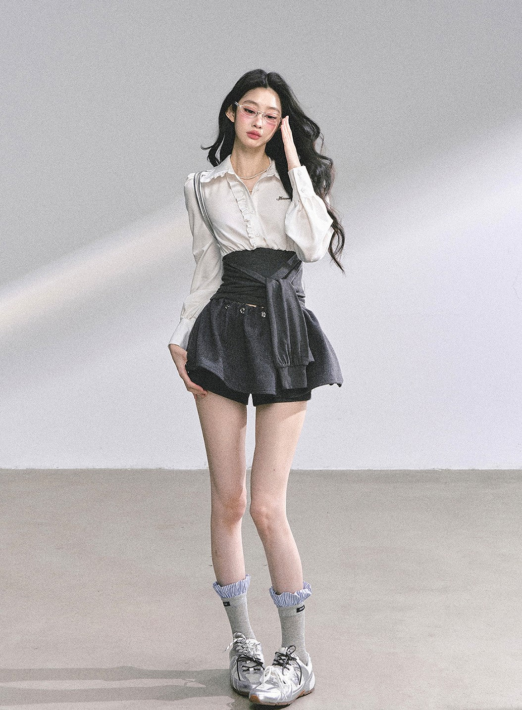 Ruffled Waist Slimming Shirt DIA0569
