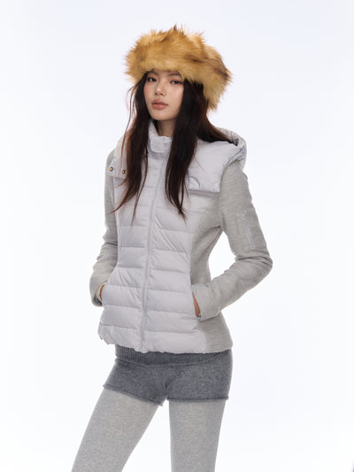 Patchwork Knitted Design Light Down Jacket CUR0184