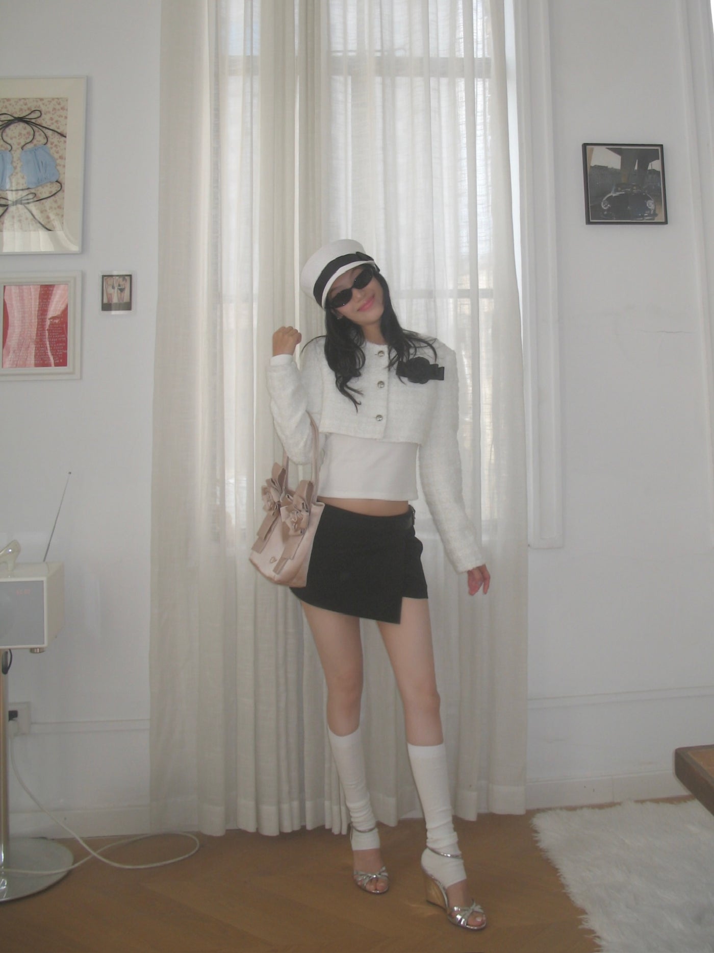 Tweed Decorated Floral Cropped Jacket AOA0037