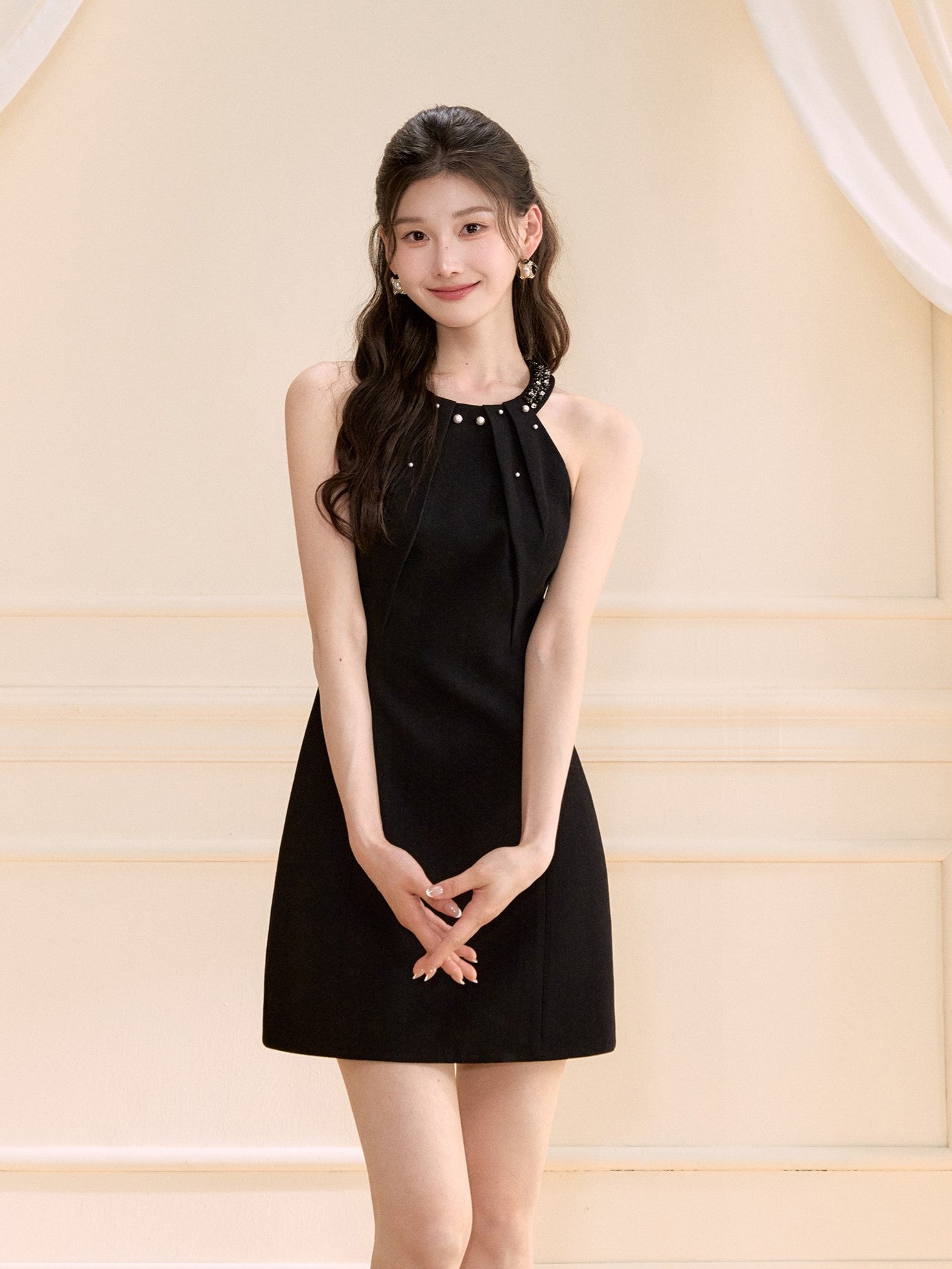 Halter Neck A-line Dress OSH0123
