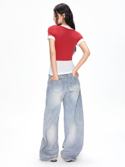 Washed Machete Loose Jeans APE0393