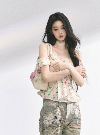Short-sleeved Floral Slim Shirt DIA0486