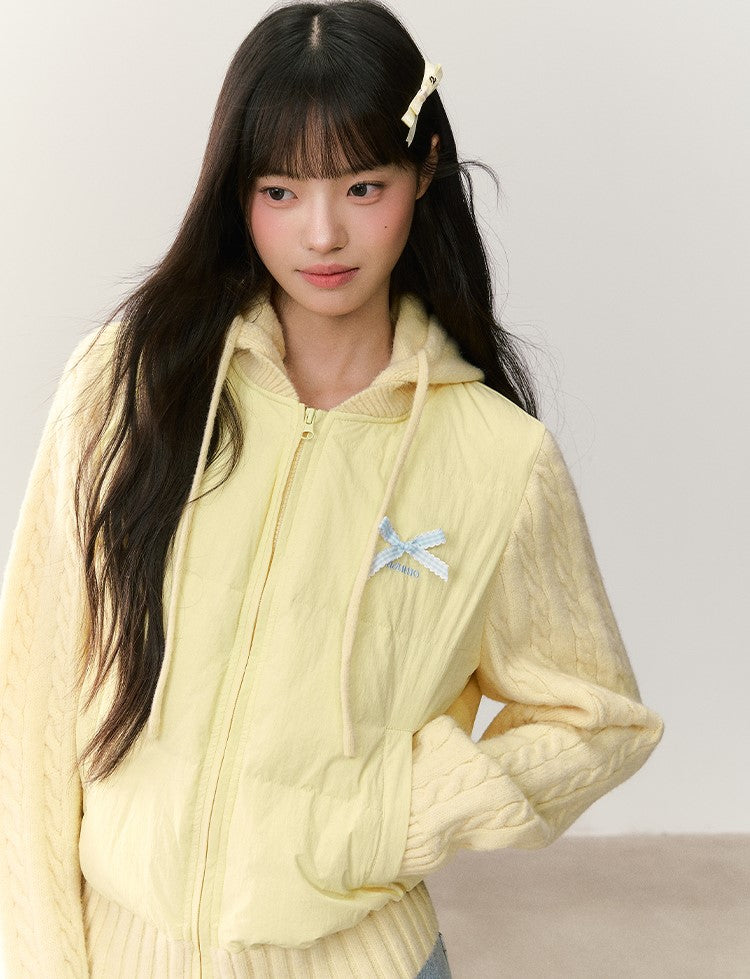 Detachable Hooded Ribbon Knitwear Jacket NTO0243