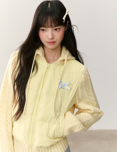 Detachable Hooded Ribbon Knitwear Jacket NTO0243