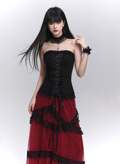 Halter Neck Lace Tube Top LAD0204