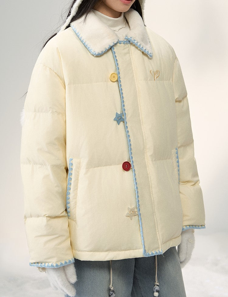 Versatile Button Patchwork Down Jacket NTO0253