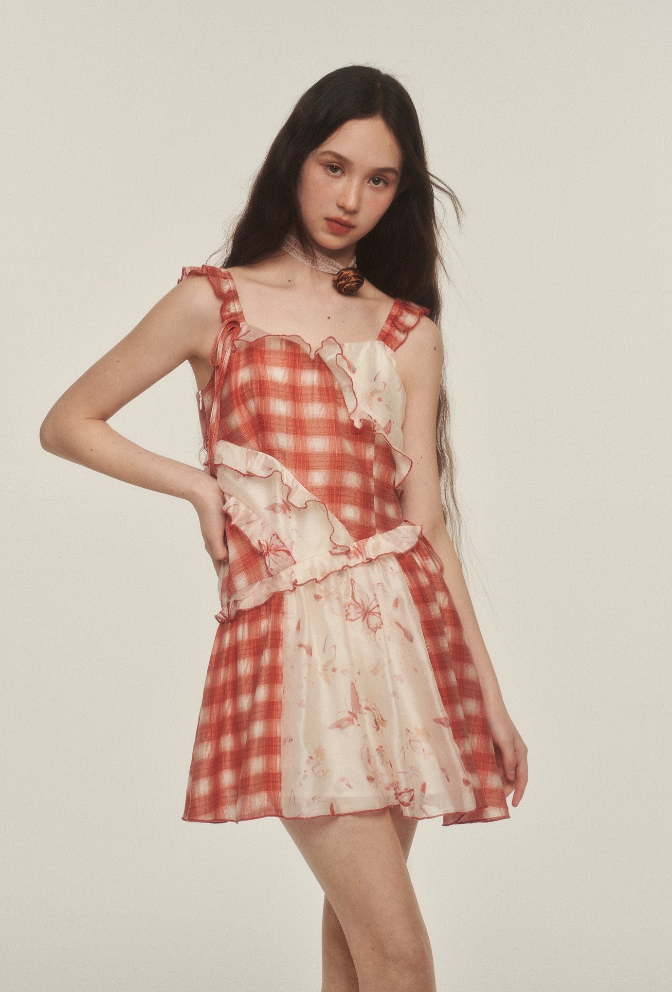 Retro Irregular Stitching Suspender Dress AYF0032