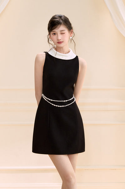 Black Waist Sleeveless Dress OSH0147
