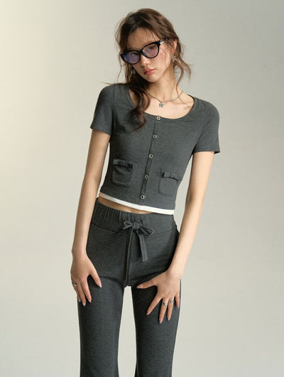 Lace-Up Knitted Flared Pants SOM0038